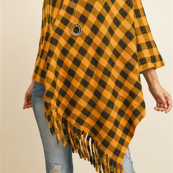 PLAID PRINT PONCHO - SOFT - Picture 2 of 4